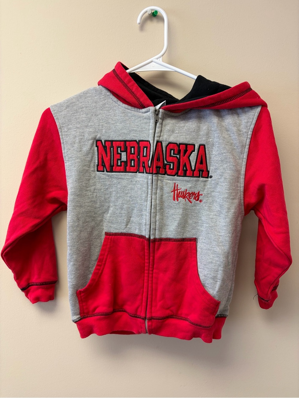 Champion Nebraska Kids' Gray and Red Zip-Up Hoodie